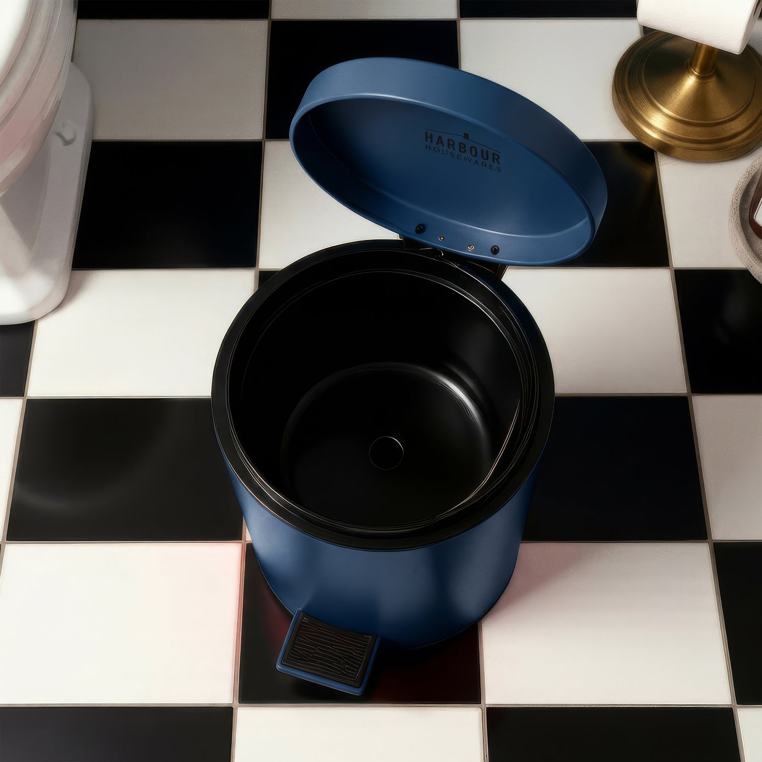 3L Matt Blue Round Stainless Steel Bathroom Pedal Bin