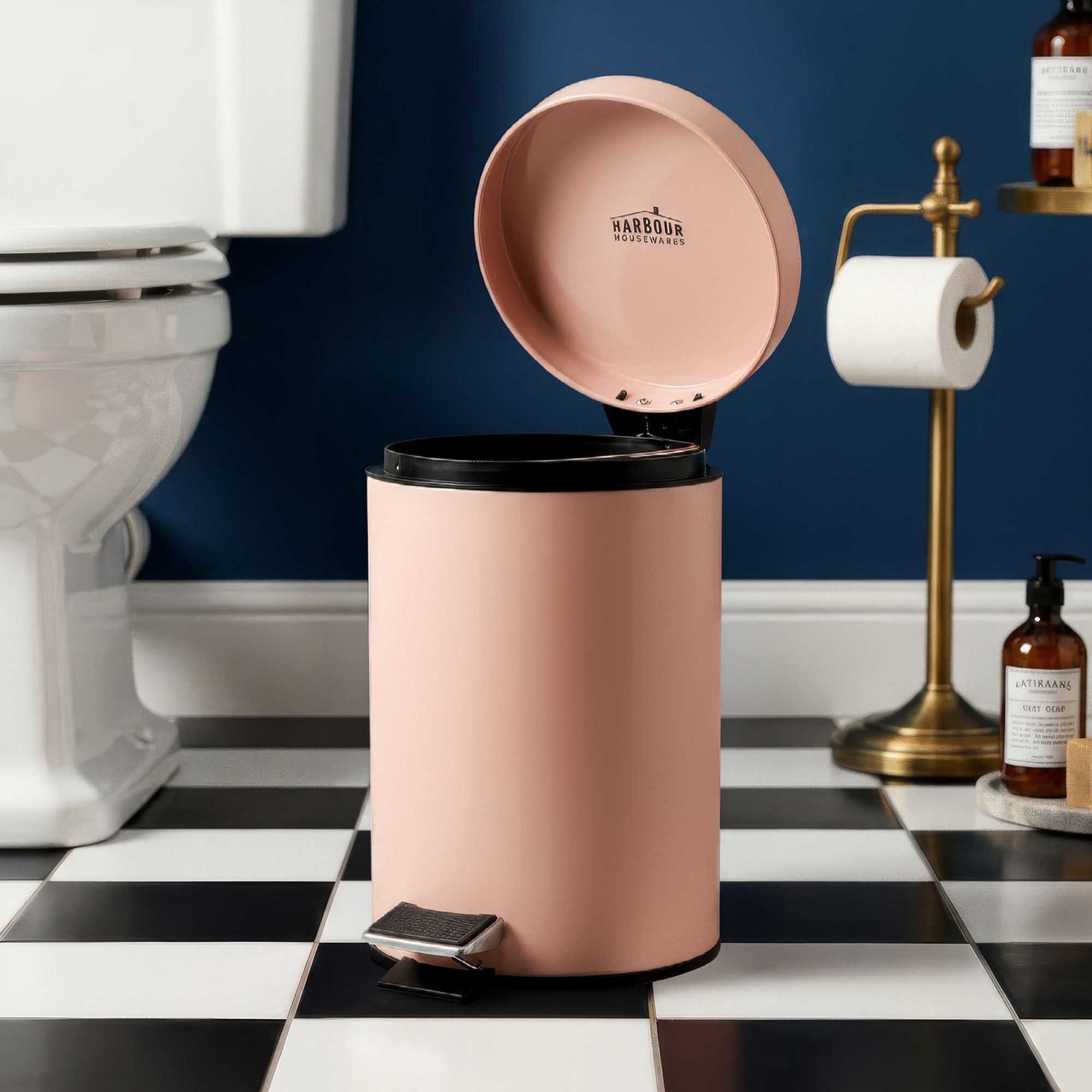 3L Matt Pink Round Stainless Steel Bathroom Pedal Bin