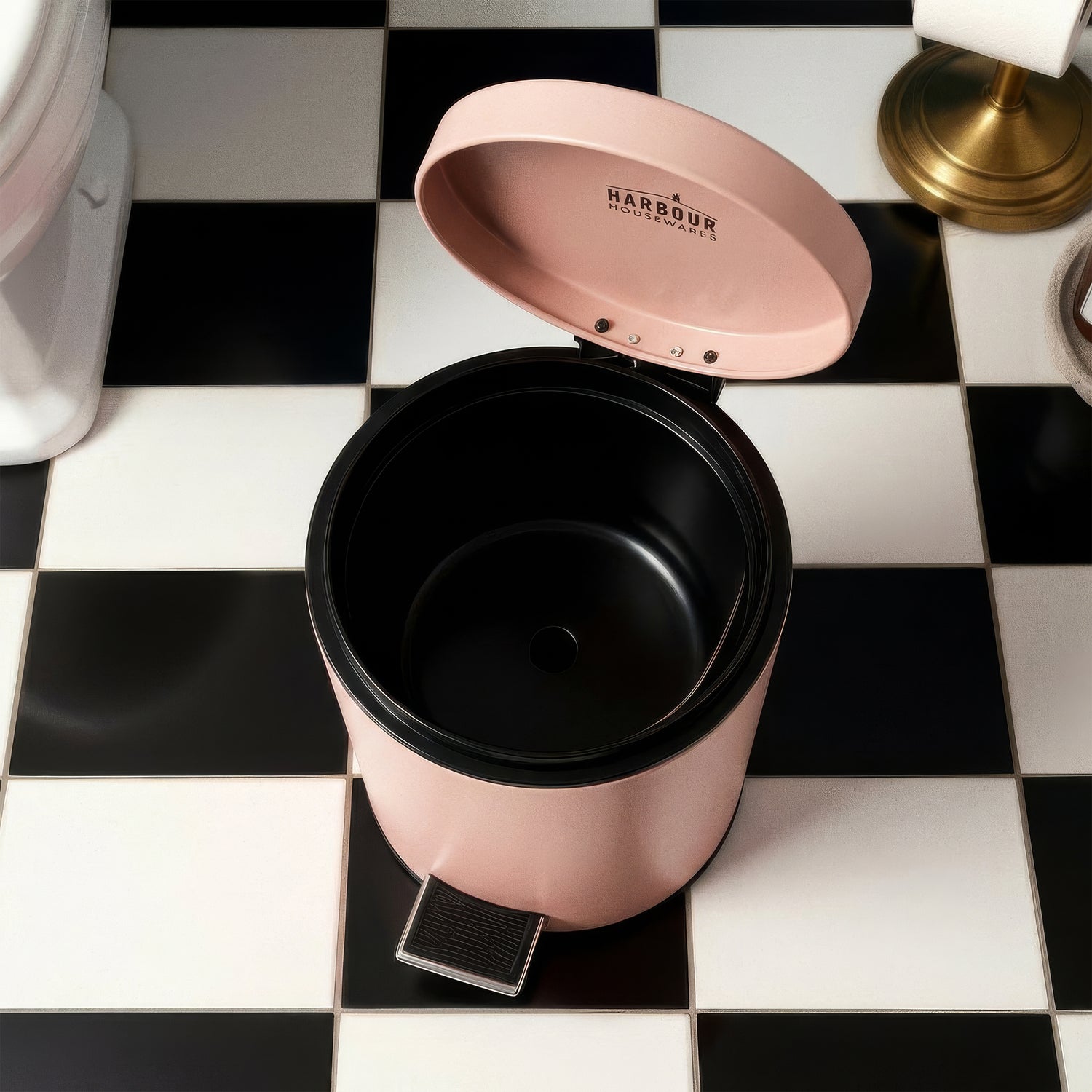 3L Matt Pink Round Stainless Steel Bathroom Pedal Bin