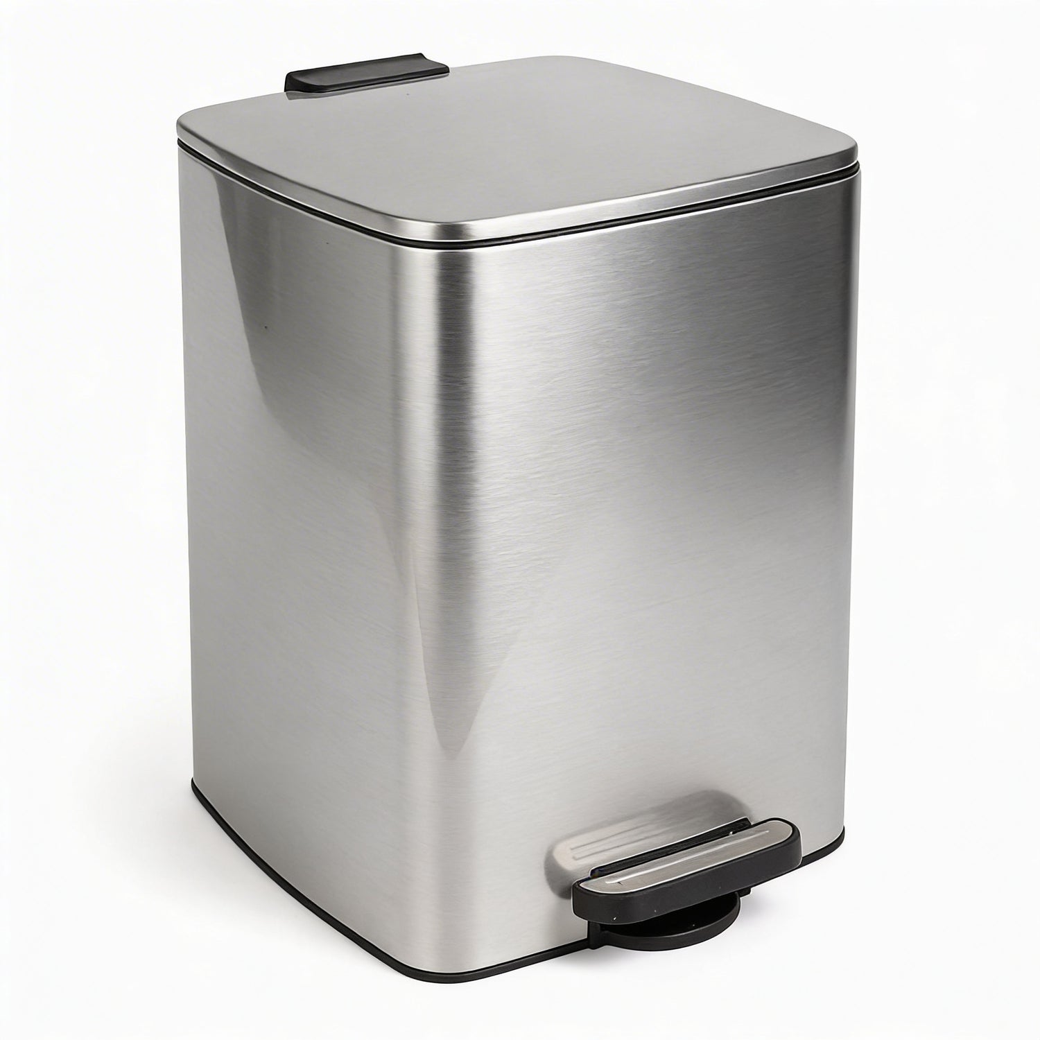 20L Square Stainless Steel Kitchen Pedal Bin - Brushed