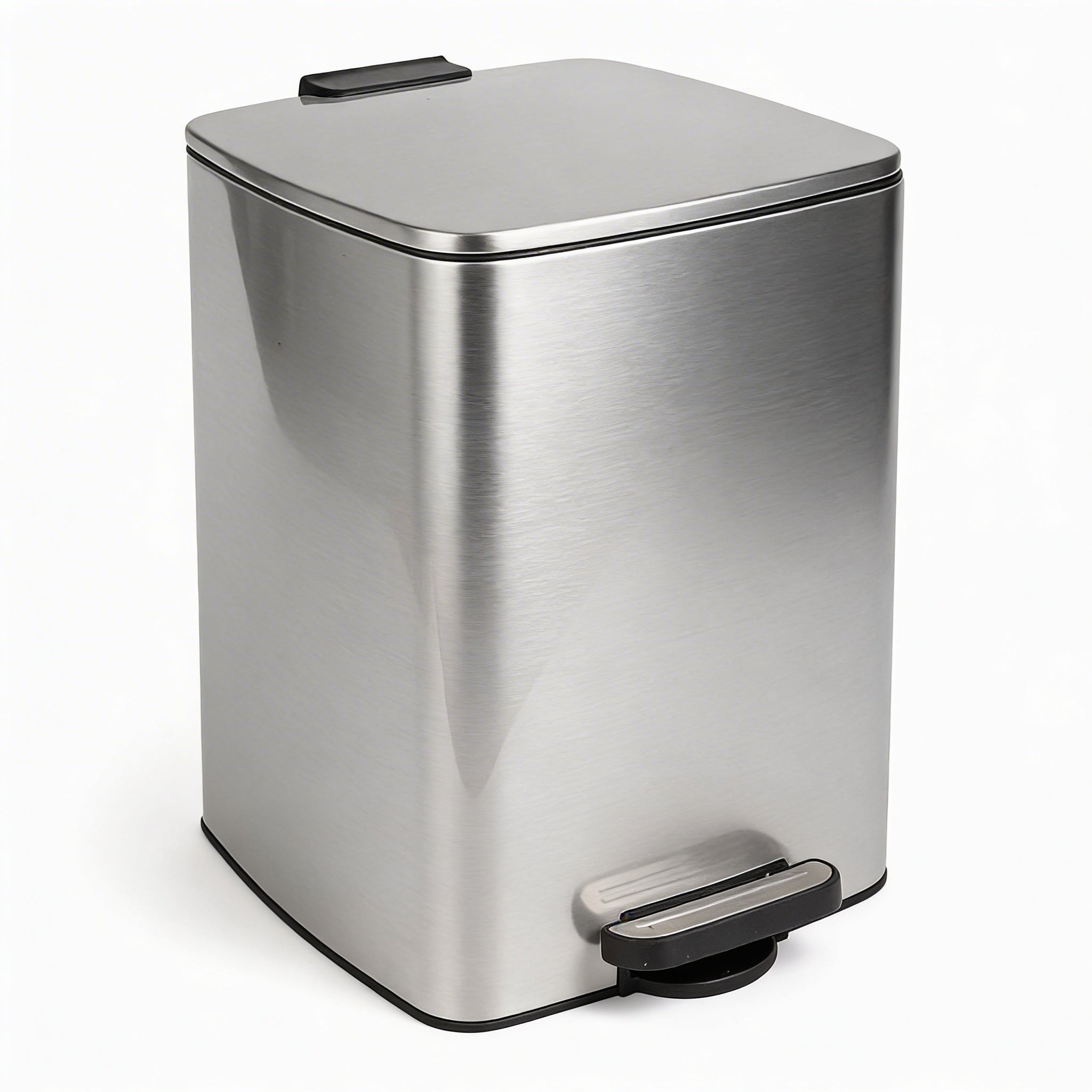20L Square Stainless Steel Kitchen Pedal Bin - Brushed