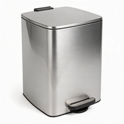 20L Square Stainless Steel Kitchen Pedal Bin - Brushed