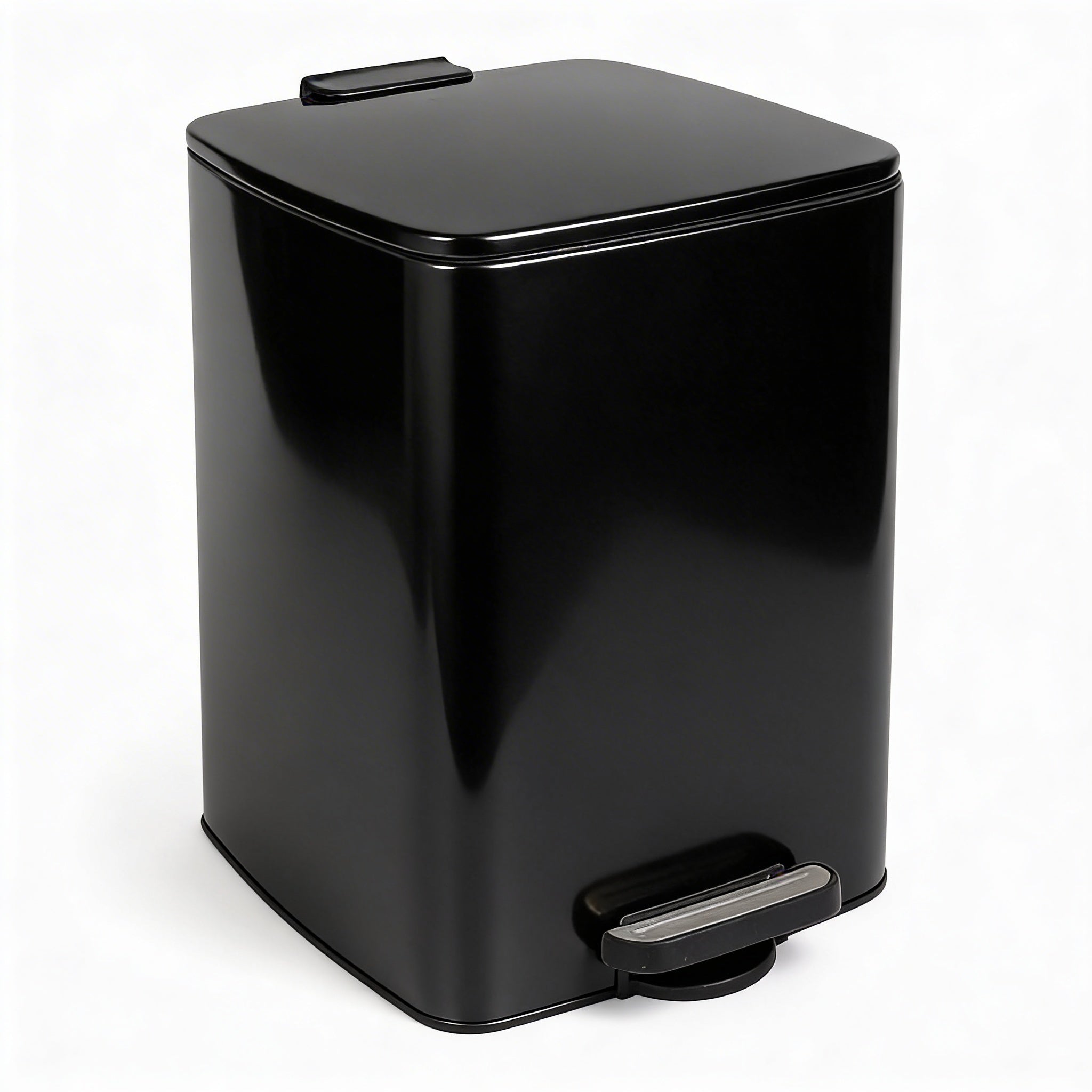 20L Square Stainless Steel Kitchen Pedal Bin - Black