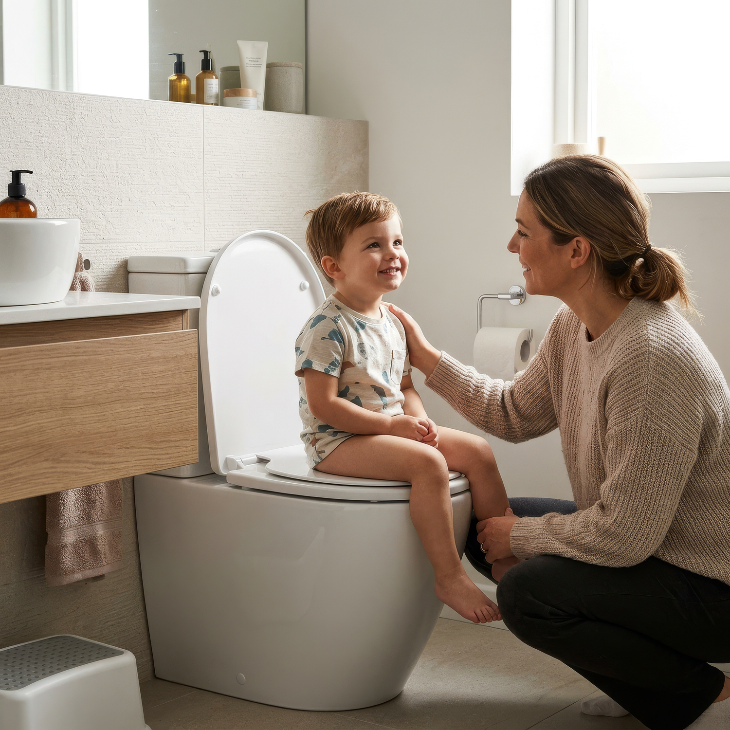Plastic Soft Close Family Toilet Seat - White