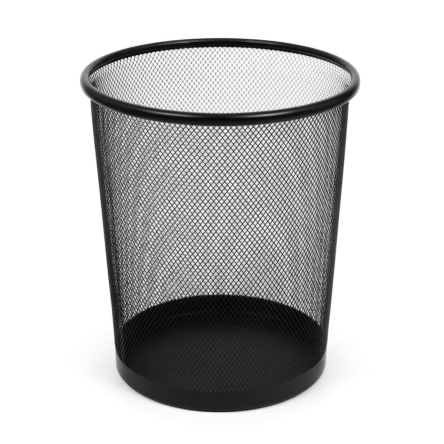 Round Metal Waste Paper Bin - Black