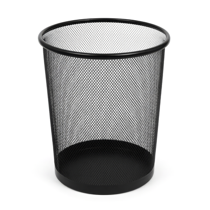 Round Metal Waste Paper Bin - Black