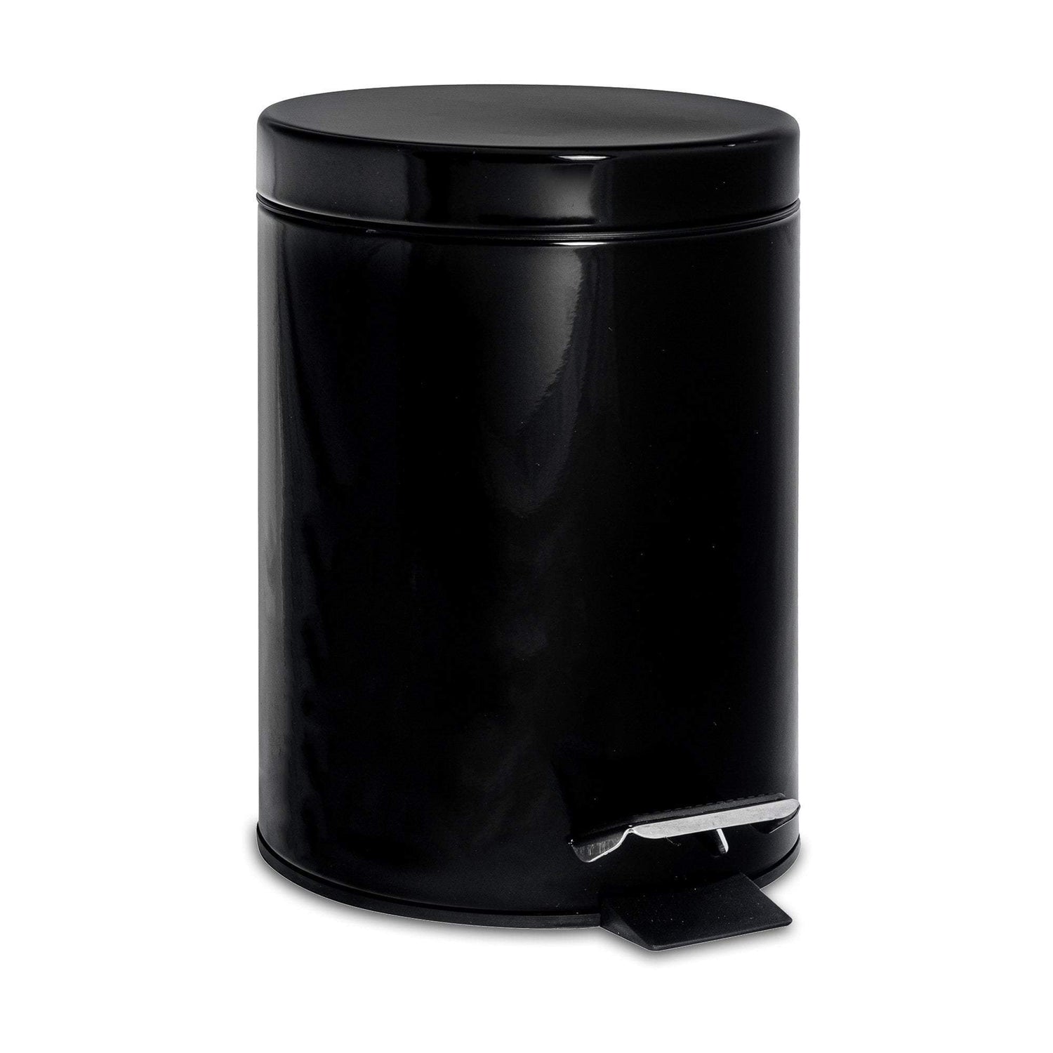 3L Black Round Stainless Steel Bathroom Pedal Bin