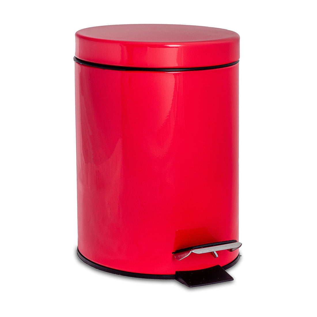 3L Red Round Stainless Steel Bathroom Pedal Bin