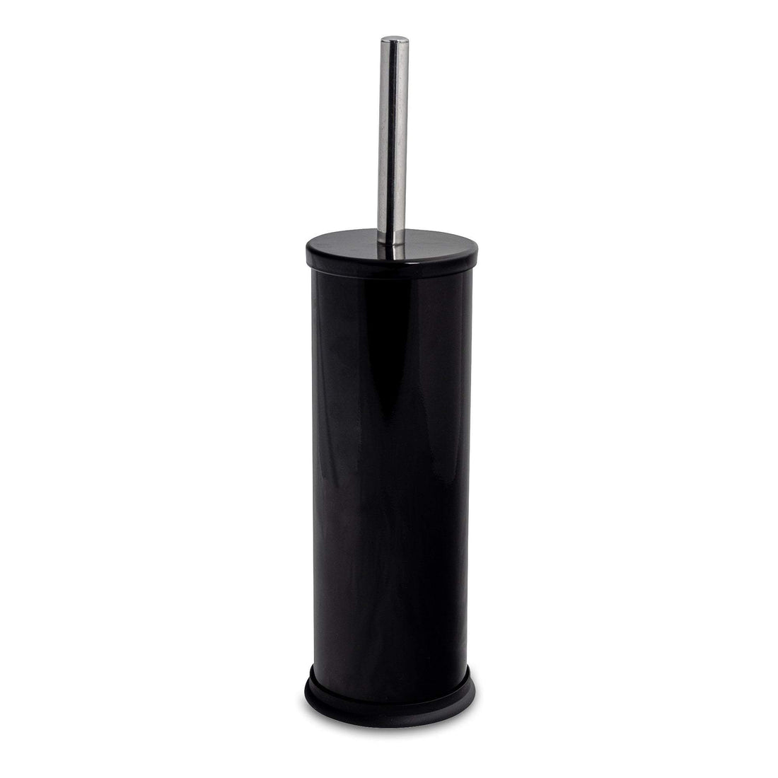 Black Round Stainless Steel Toilet Brush &amp; Holder