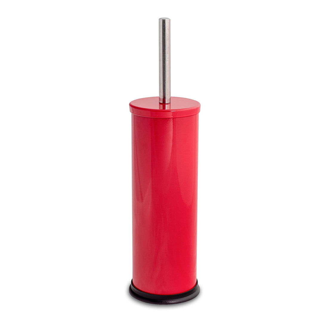 Red Round Stainless Steel Toilet Brush &amp; Holder