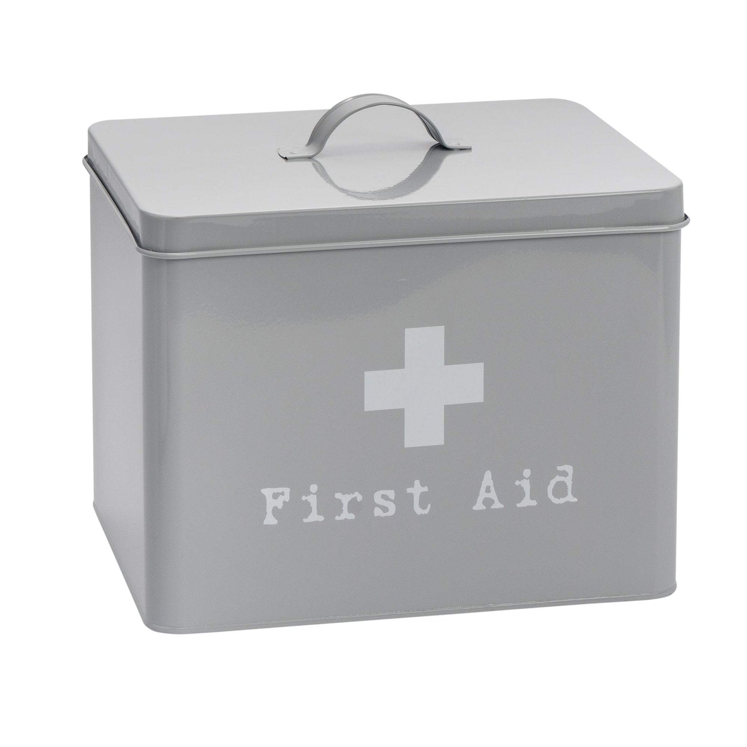Large Grey Vintage First Aid Tin