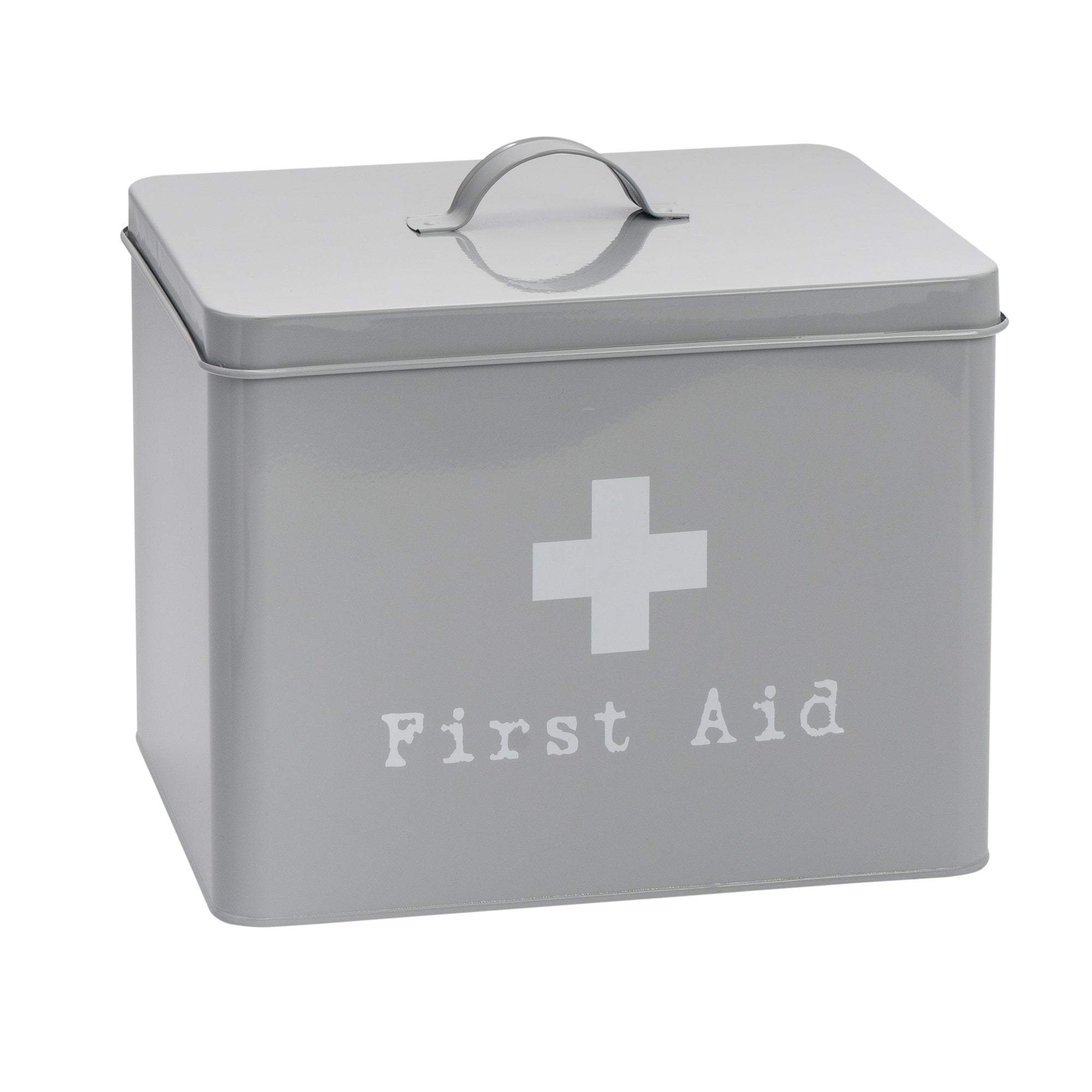 Large Grey Vintage First Aid Tin