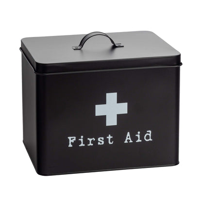 Large Black Vintage First Aid Tin