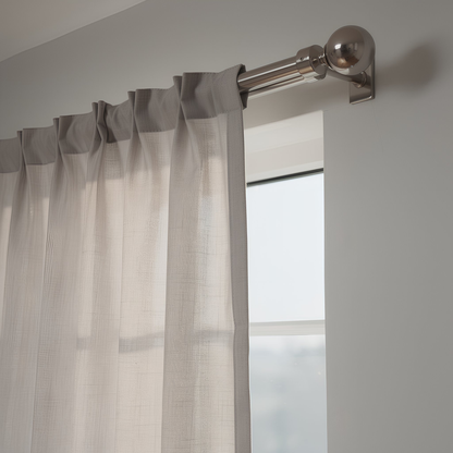 Extendable Metal Ball Curtain Pole Kit - 77 to 150cm - Brushed Nickel