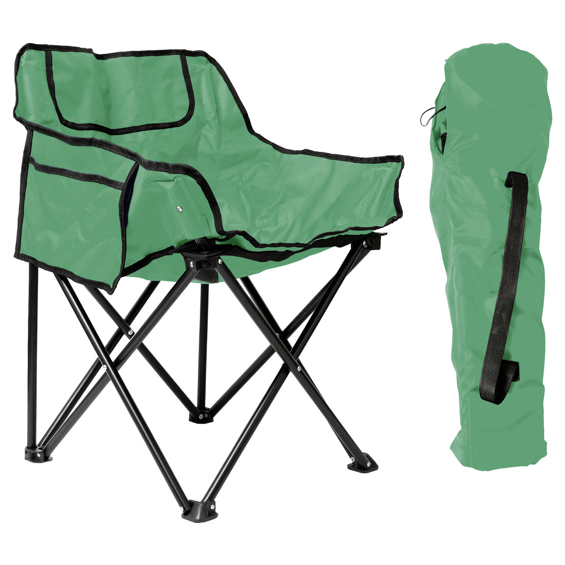 Premium Folding Camping Chair with Pockets &amp; Carry Bag