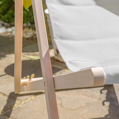 Grey Folding Wooden Deck Chair