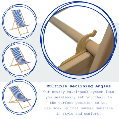 Grey Folding Wooden Deck Chair