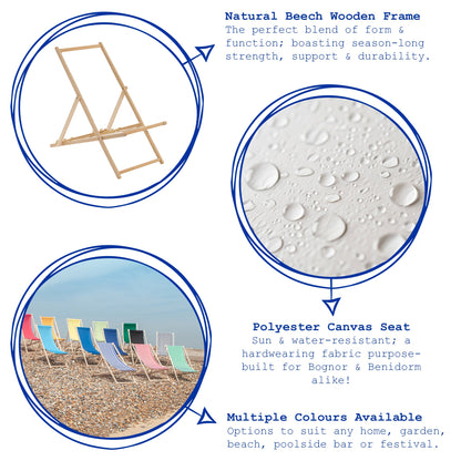 Light Blue Folding Wooden Deck Chair