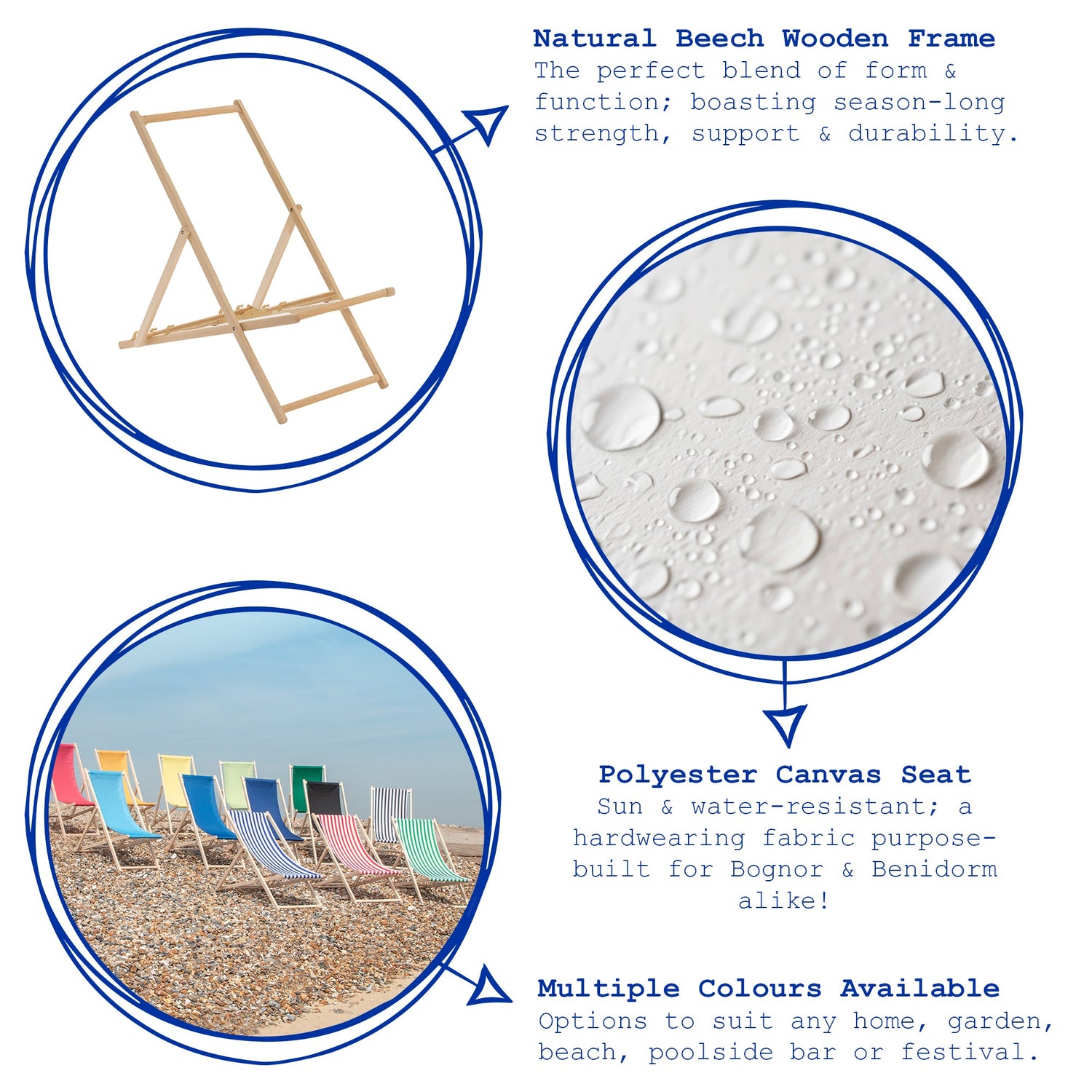 Black Folding Wooden Deck Chair