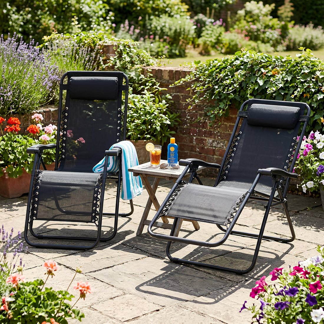 2 Piece Zero Gravity Chair Set - Black