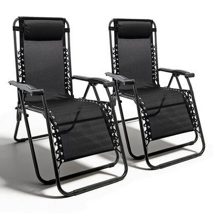 Harbour Housewares 2 Piece Zero Gravity Chair Set - Black