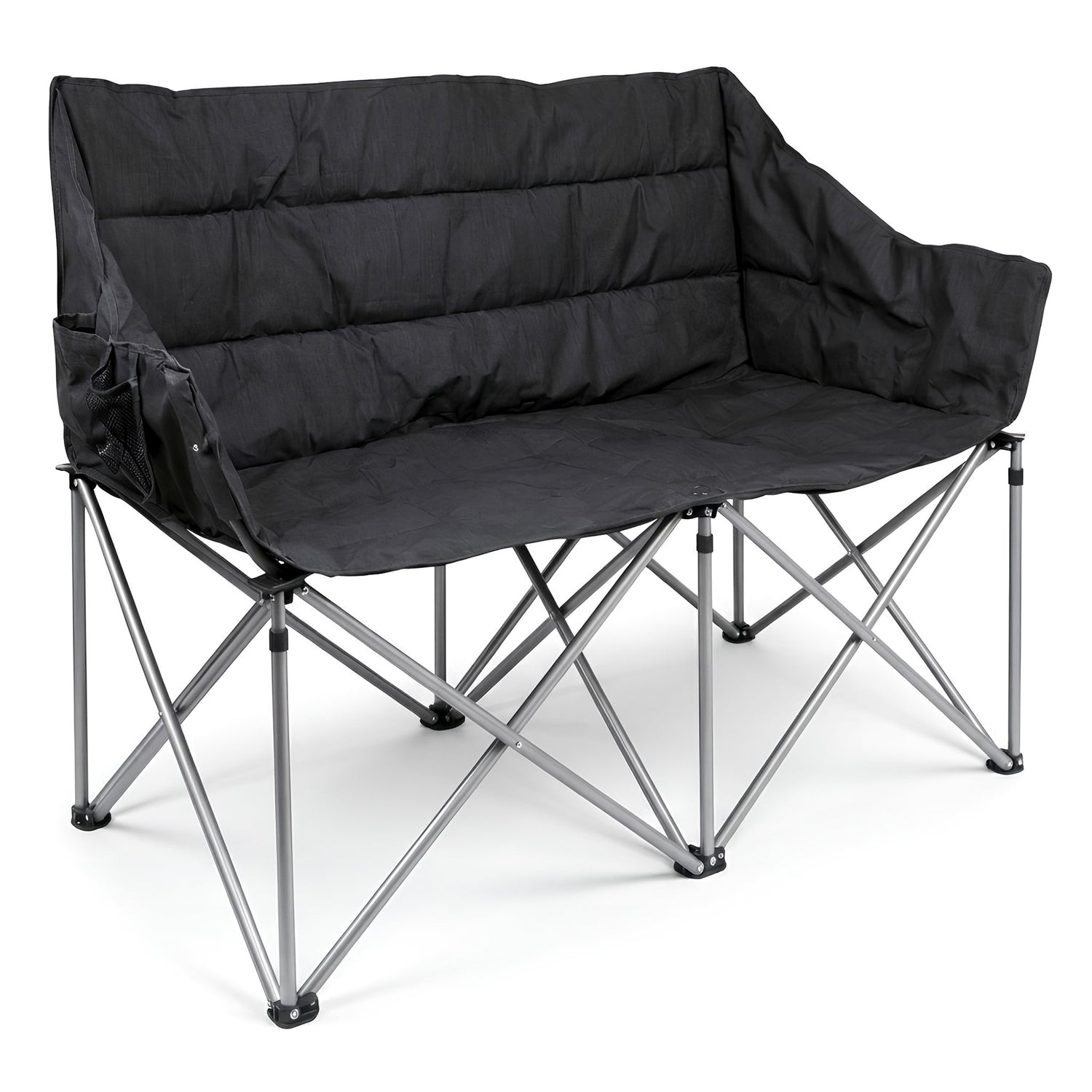 Padded Folding Double Camping Chair - Black