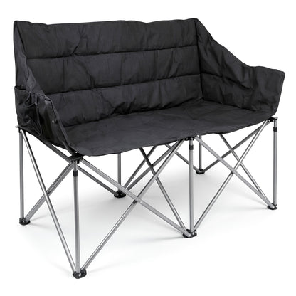 Padded Folding Double Camping Chair - Black