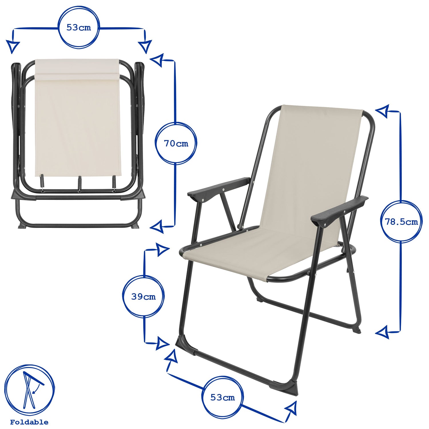 Grey Folding Metal Beach Chair