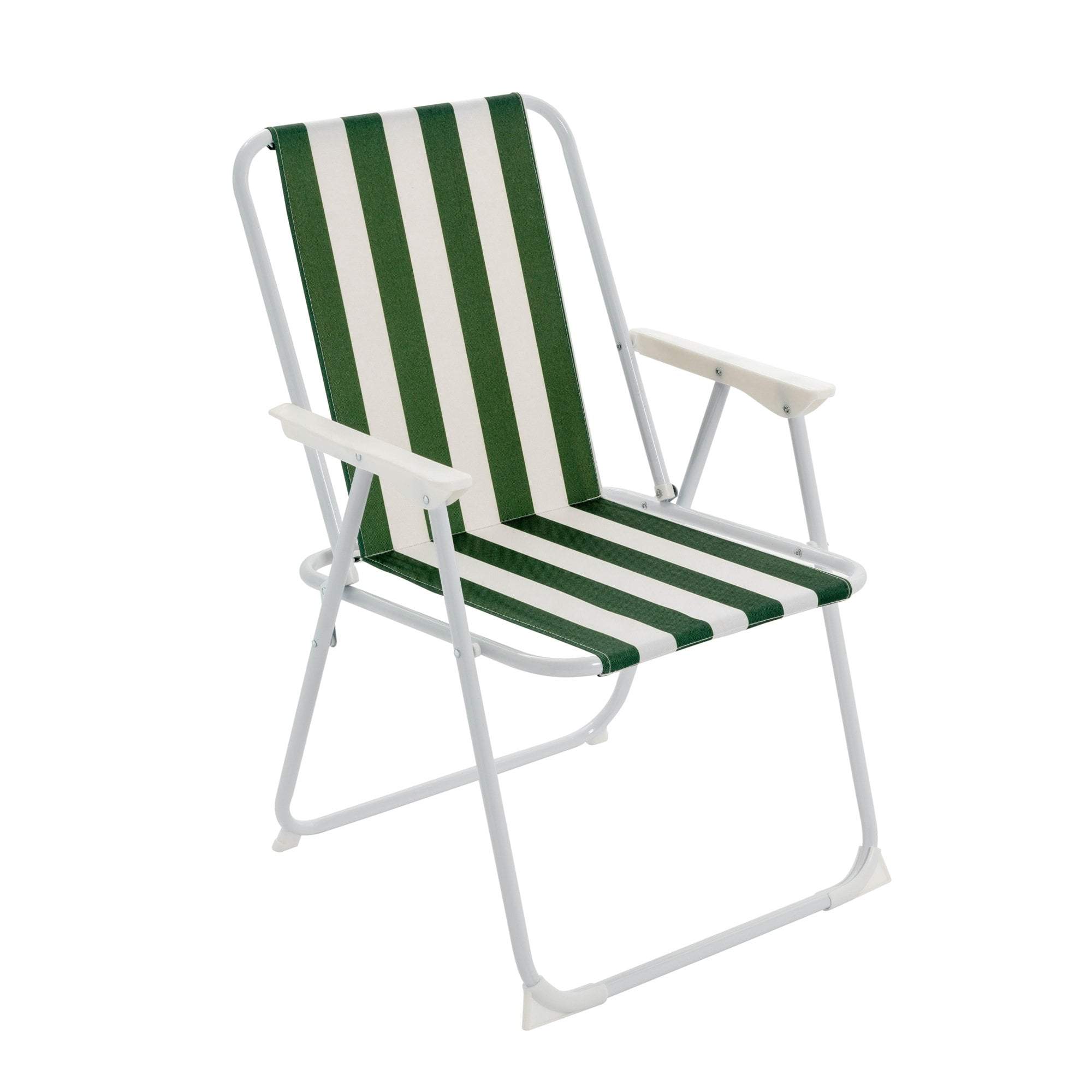 Green &amp; White Folding Metal Beach Chair