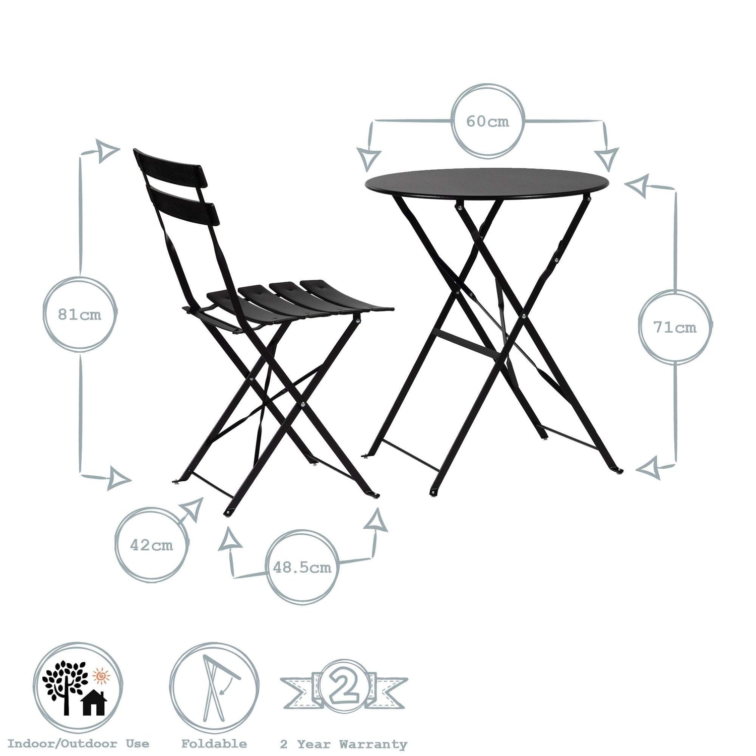 White Two-Seater Round Bistro Set