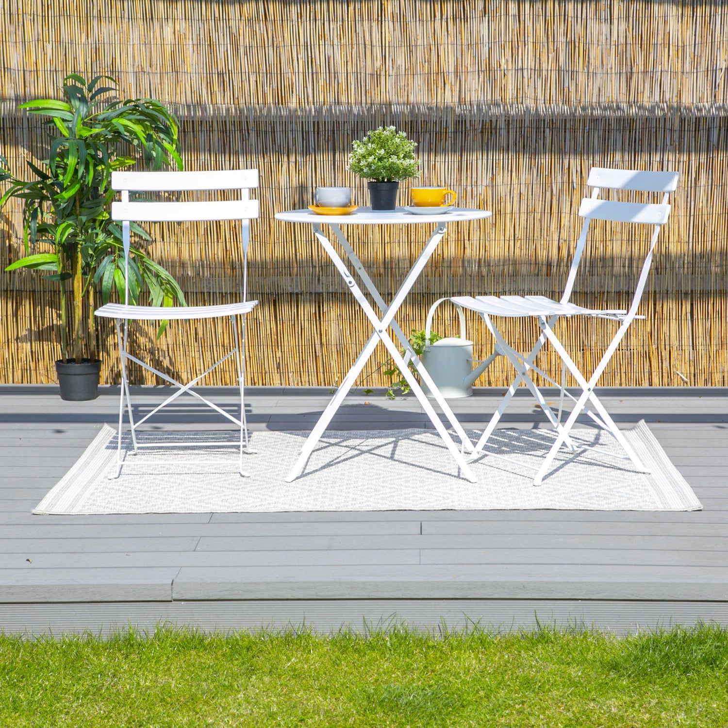 White Two-Seater Round Bistro Set