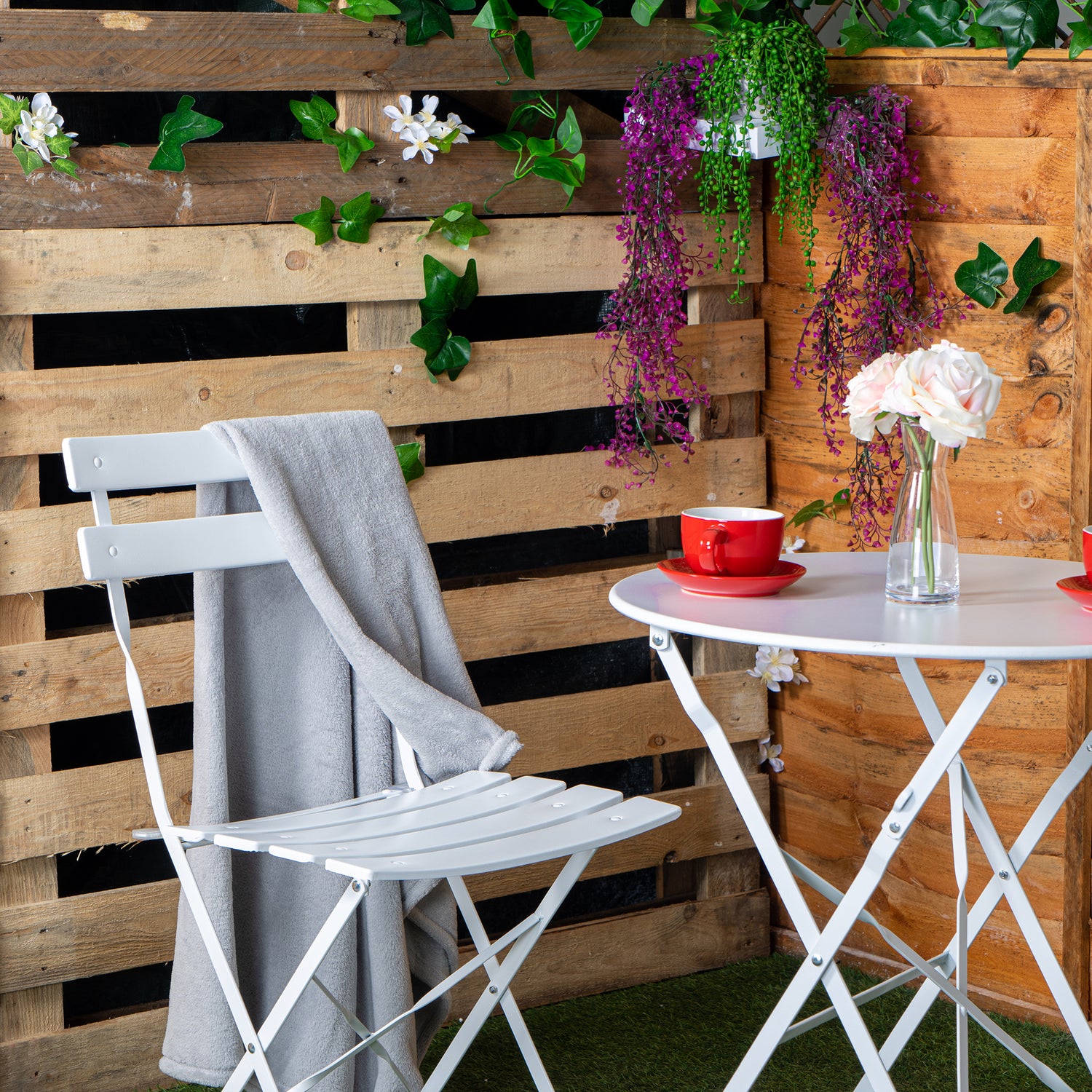 White Two-Seater Round Bistro Set