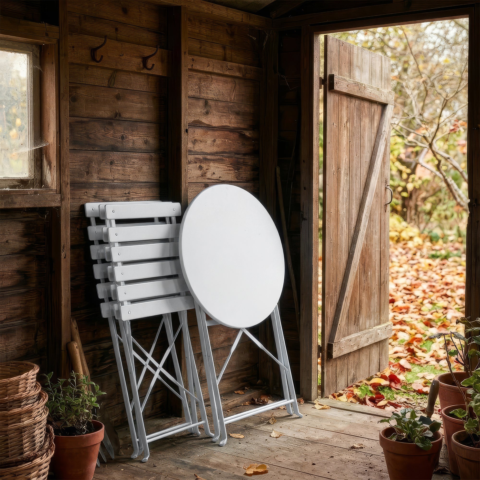 White Two-Seater Round Bistro Set
