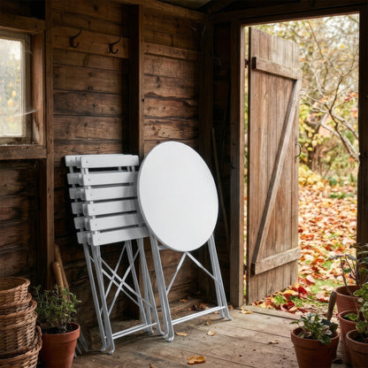 White Two-Seater Round Bistro Set