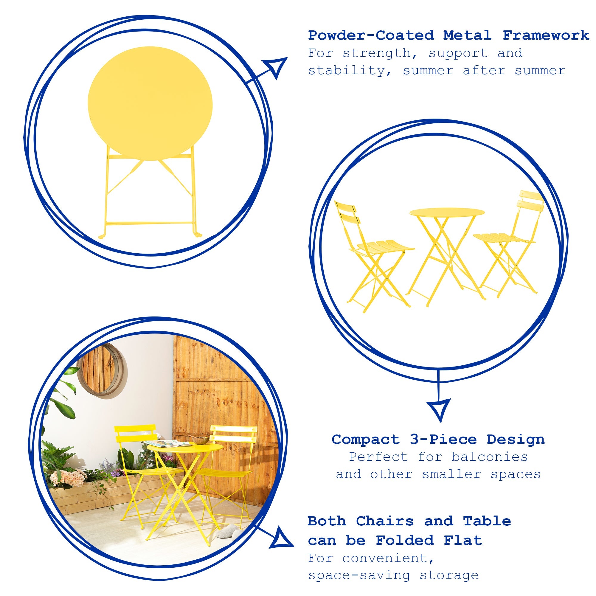 Yellow Two-Seater Round Bistro Set