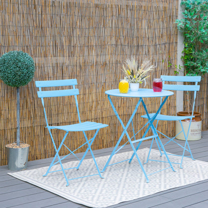 Light Blue Two-Seater Round Bistro Set
