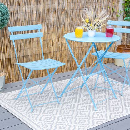Light Blue Two-Seater Round Bistro Set