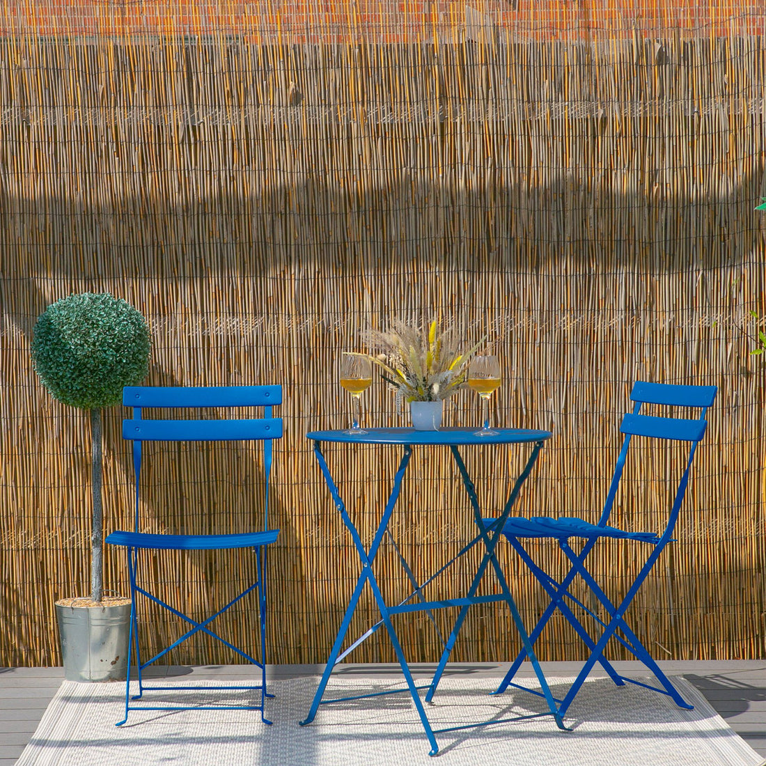 Navy Two-Seater Round Bistro Set