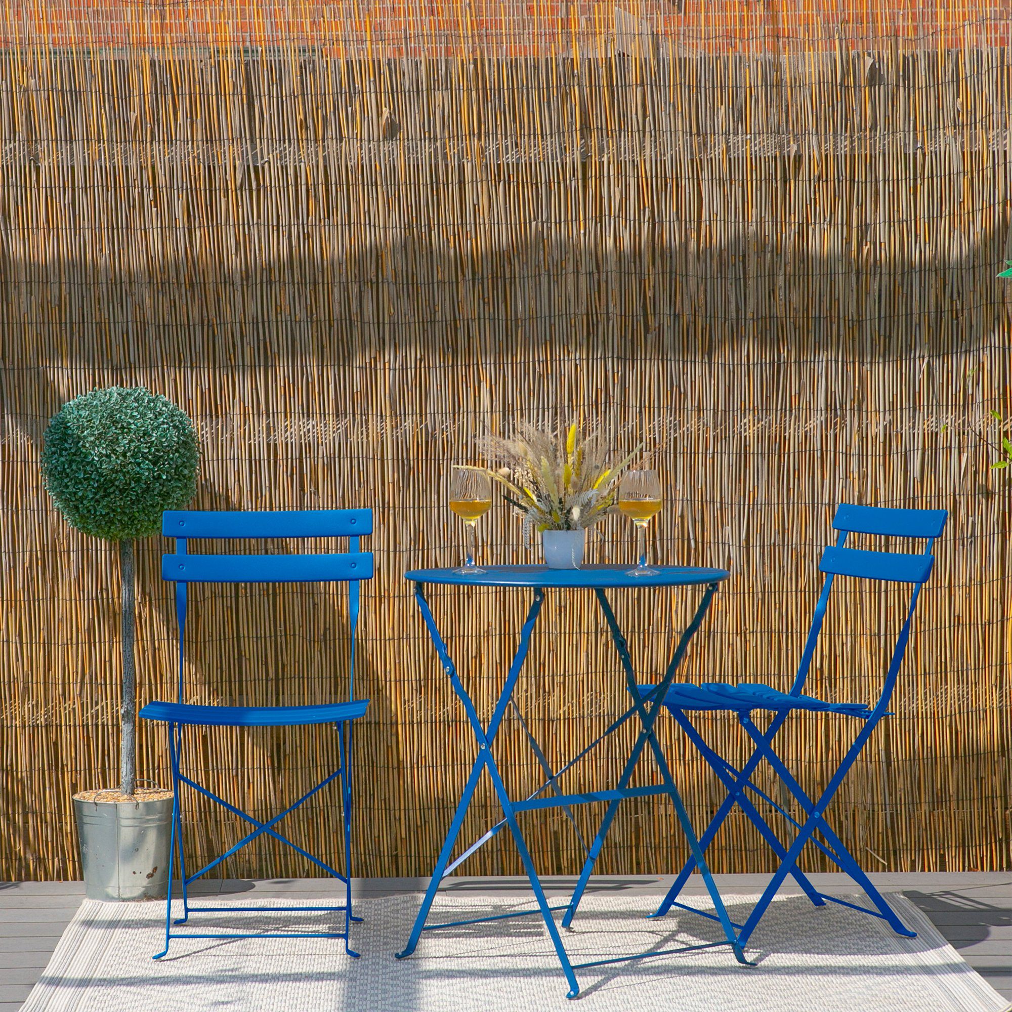 Navy Two-Seater Round Bistro Set