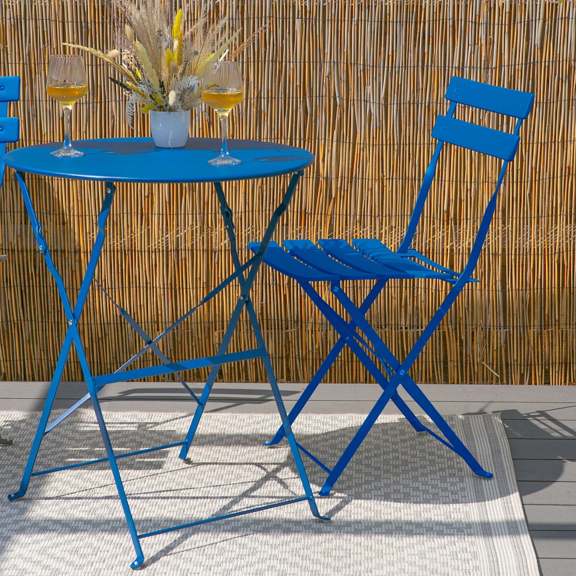 Navy Two-Seater Round Bistro Set
