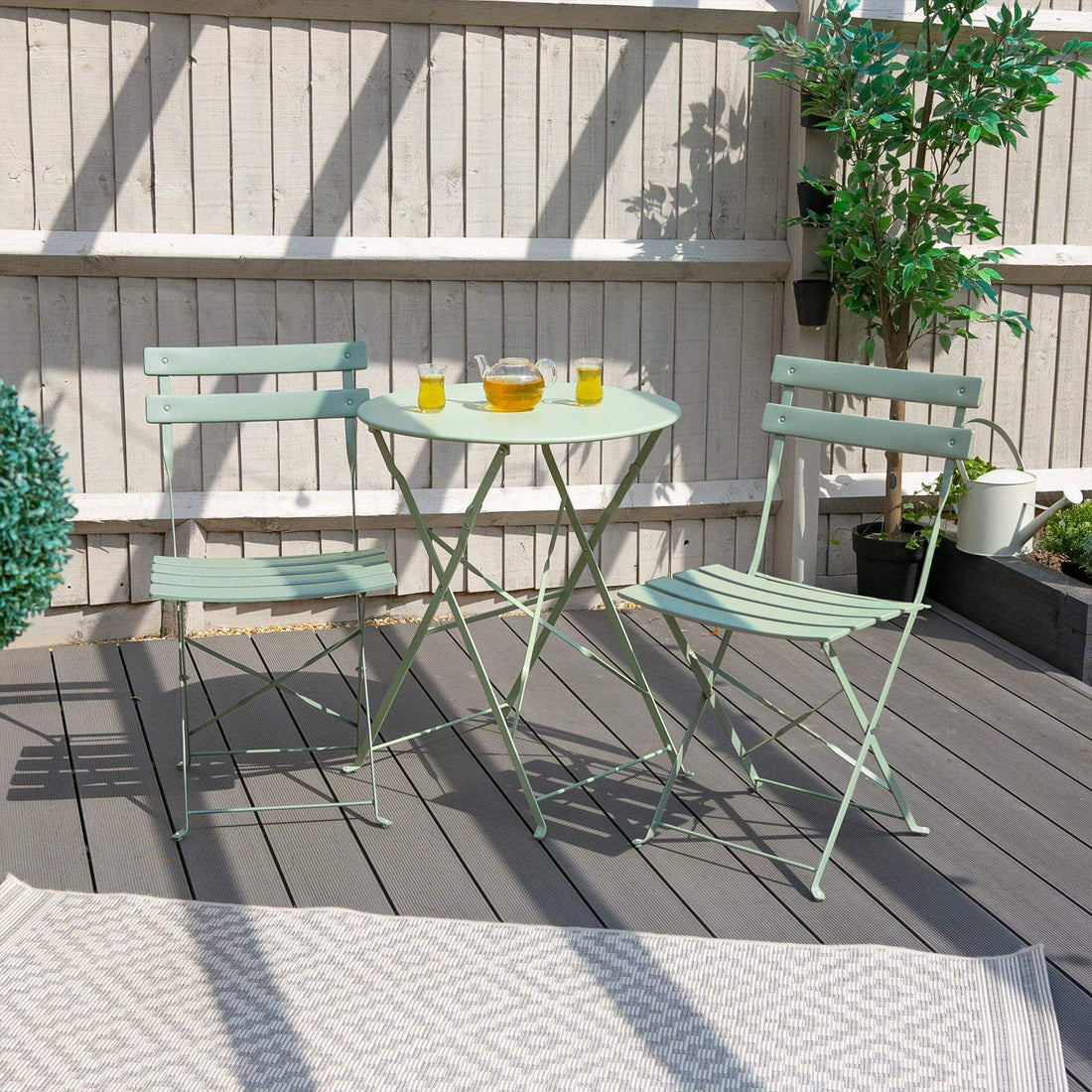 Sage Green Two-Seater Round Bistro Set