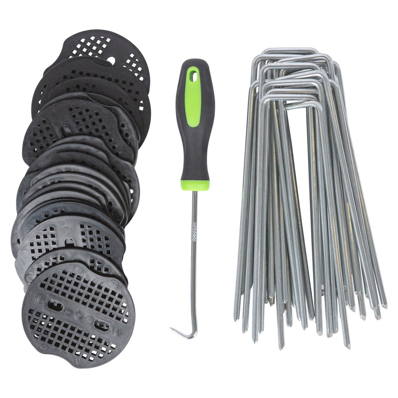 40pc 15cm Weed Membrane Fixing Set with Removal Tool - By Harbour Housewares
