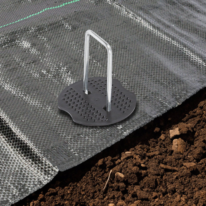 110gsm Weed Control Membrane Set with Pegs & Plates - By Harbour Housewares