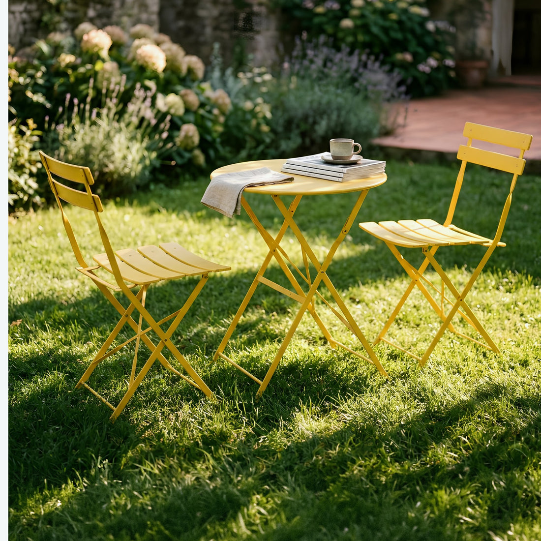 Yellow Two-Seater Round Bistro Set