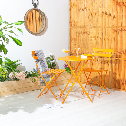 Orange Two-Seater Round Bistro Set