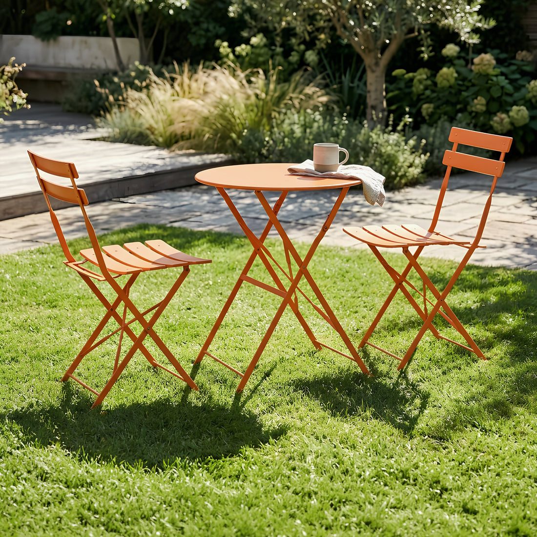 Orange Two-Seater Round Bistro Set