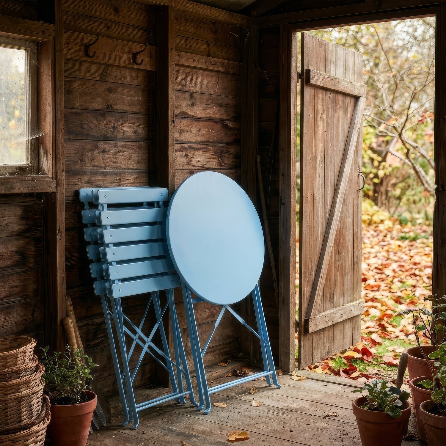 Light Blue Two-Seater Round Bistro Set