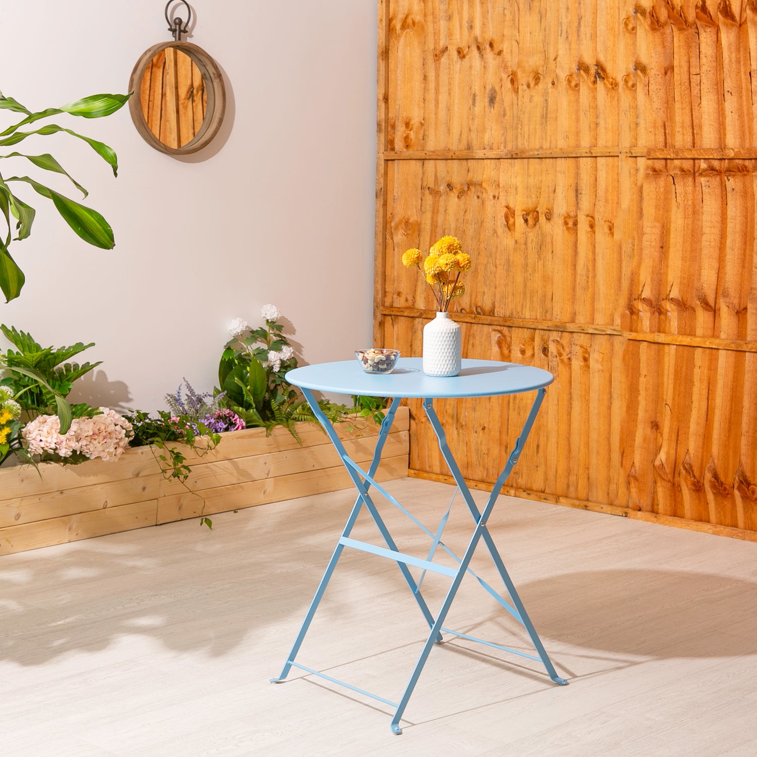 Light Blue Two-Seater Round Bistro Set