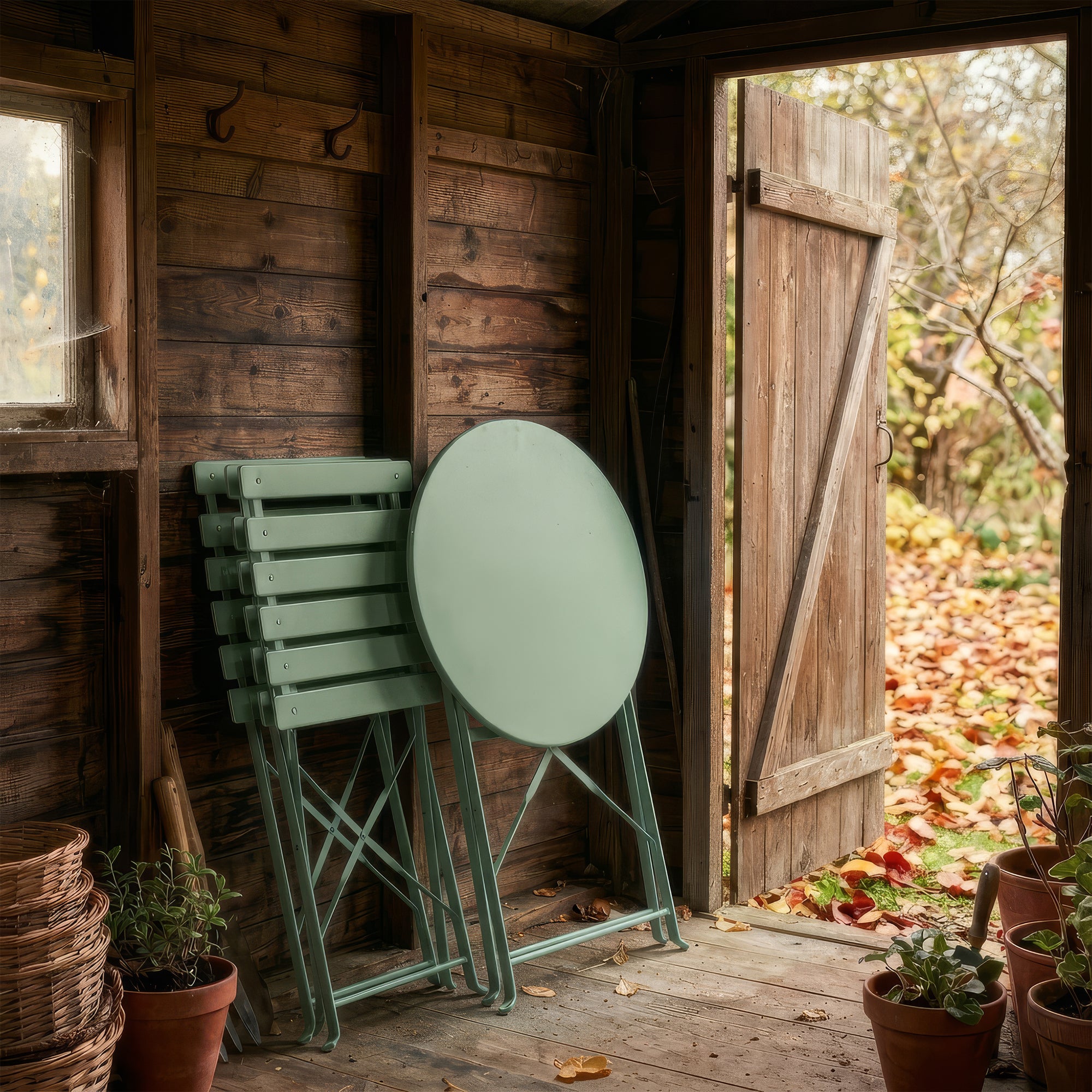 Sage Green Two-Seater Round Bistro Set