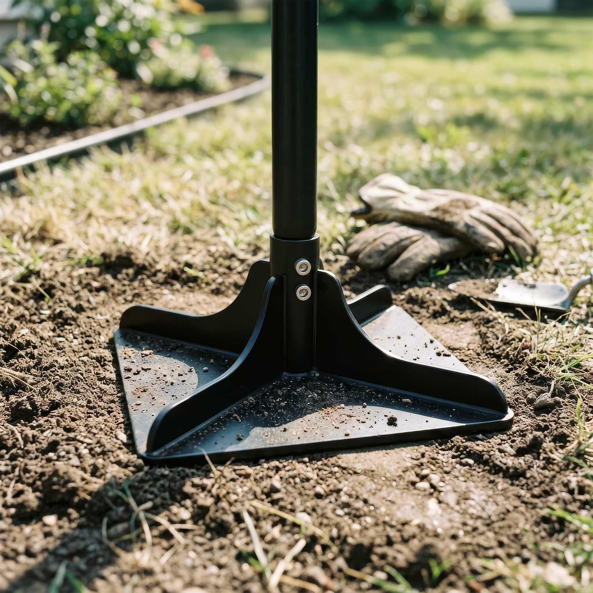 20cm Ground Tamper with 1.22M Handle - Black